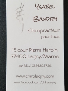 Baudry Ysabel Lagny-sur-Marne, Chiropracteur